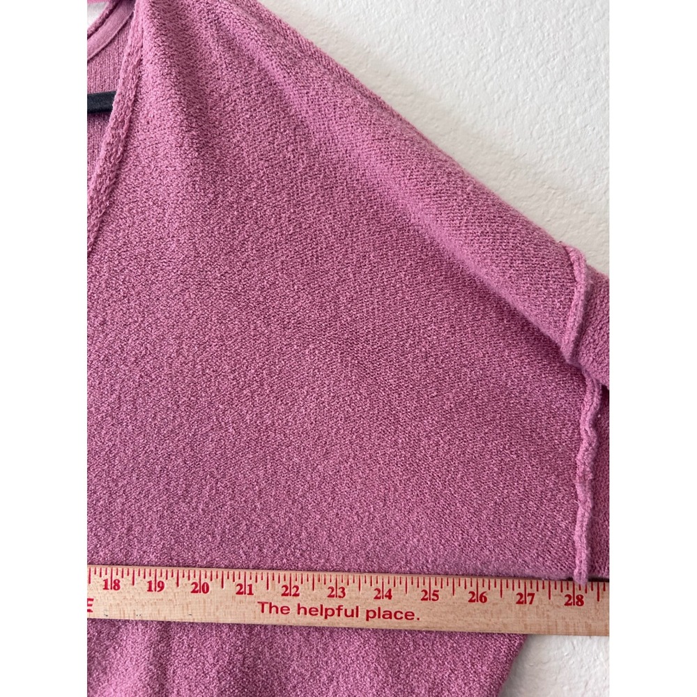 Free‎ People Boho Pink V-Neck Textured Boucle Knit Oversized Sweater SZ M - Picture 7 of 8